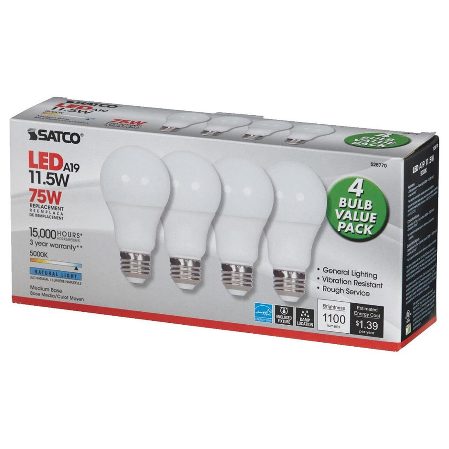 11.5 Watt (75W) LED Light Bulb (Pack of 4)