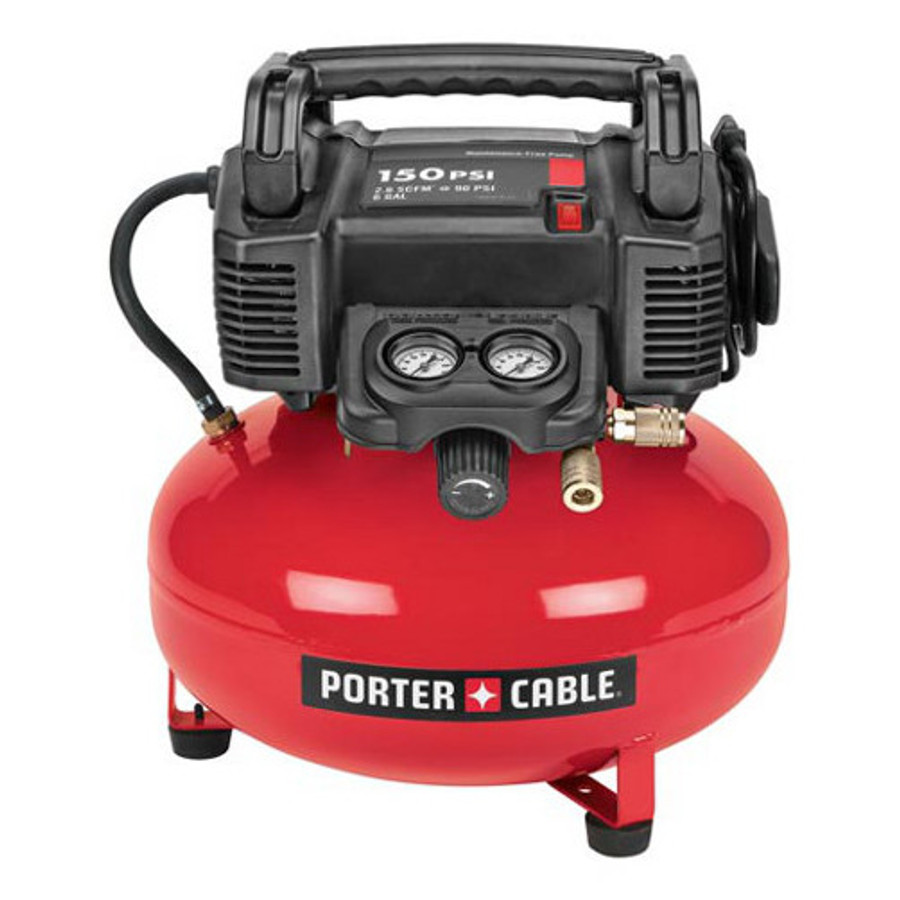 Porter Cable 150 psi 6 Gallon Oil-Free Pancake Air Compressor w/ Accessories