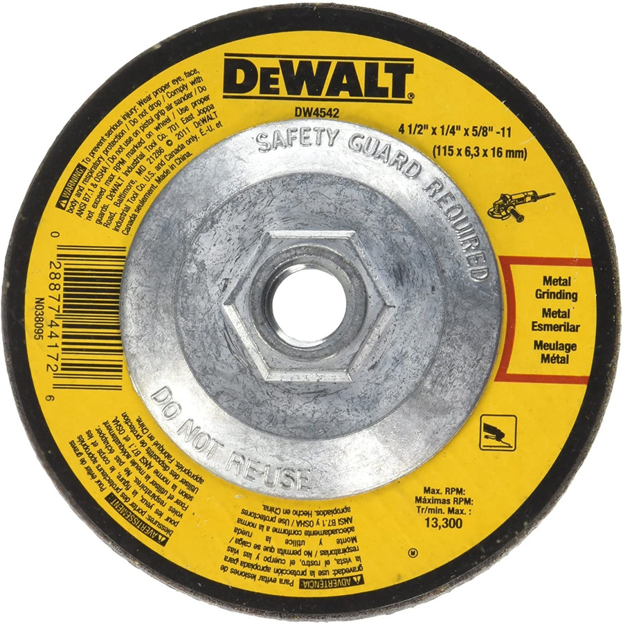 4-1/2" X 1/4" X 5/8"-11 Hubbed Metal Grinding Wheel Type 27