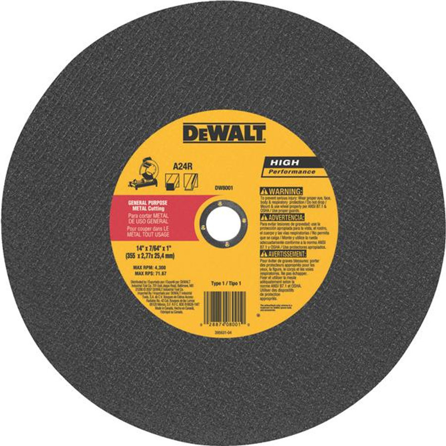 14" X 7/64" X 1" High Performance Metal Cutting Cut-Off Saw Blade Type 1