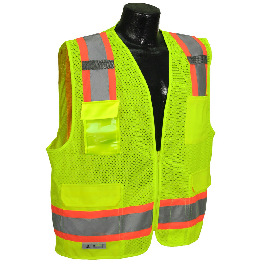 Lime Yellow High Visibility Surveyor Vest Large