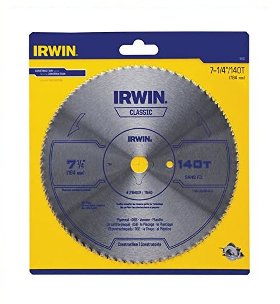 7-1/4" X 140 Tooth Irwin Plywood Circular Saw Blade