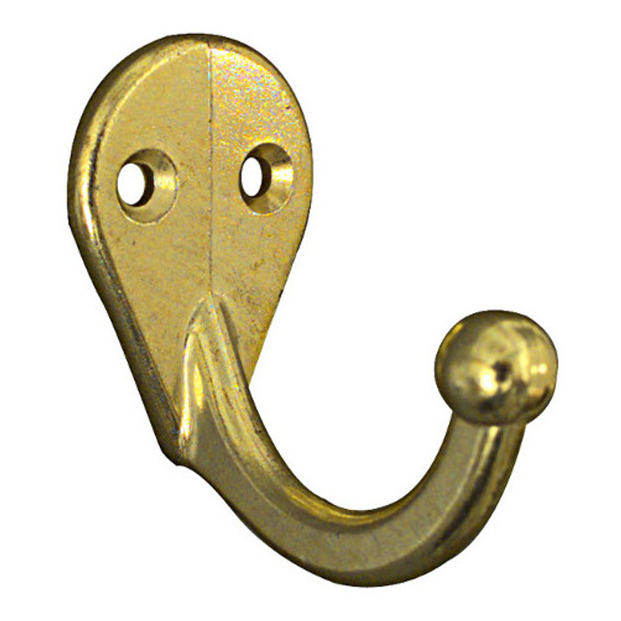 Brass Single Clothes Hook (Pack of 2)