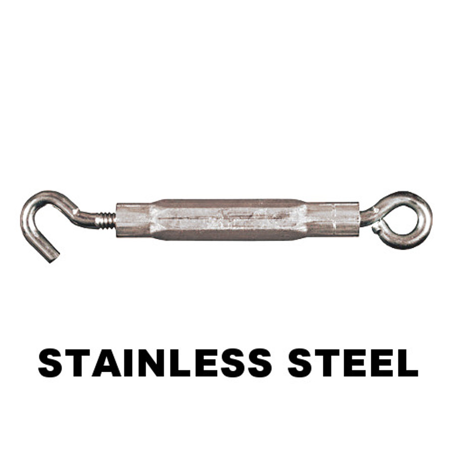 3/8" X 10-1/2" Stainless Steel Hook/Eye Turnbuckle