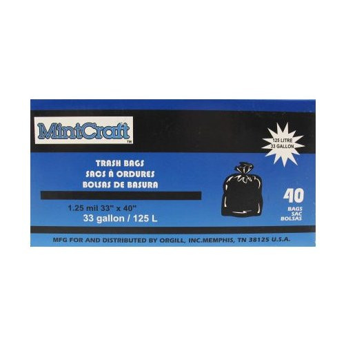 33 Gallon Black Trash Bags (Box of 40)