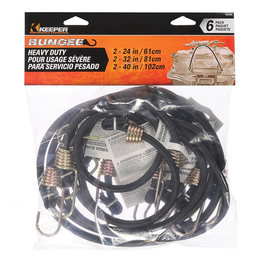Assorted Heavy Duty Bungee Cords w/ Hooks (Pack of 6)