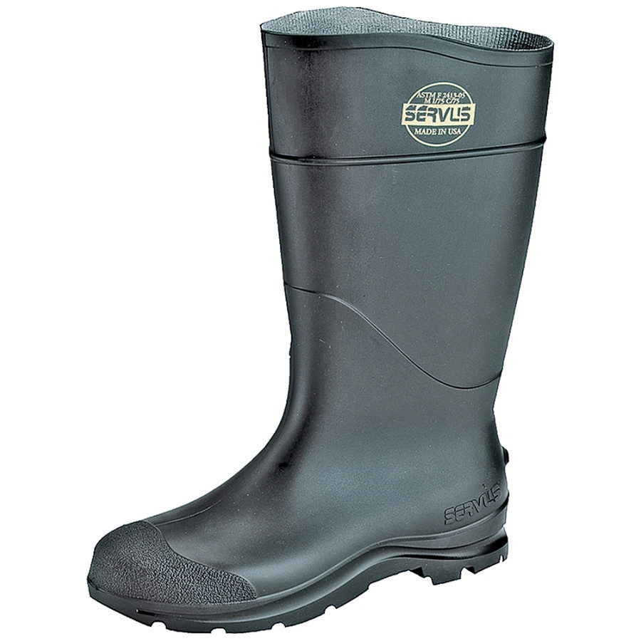 Men's Size 11 Black Plain Toe PVC Rubber Boot