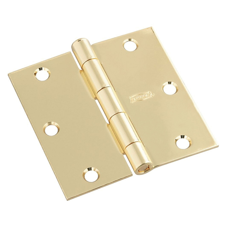 3-1/2" Polished Brass Plated Square Corner Hinges (Pack of 3)