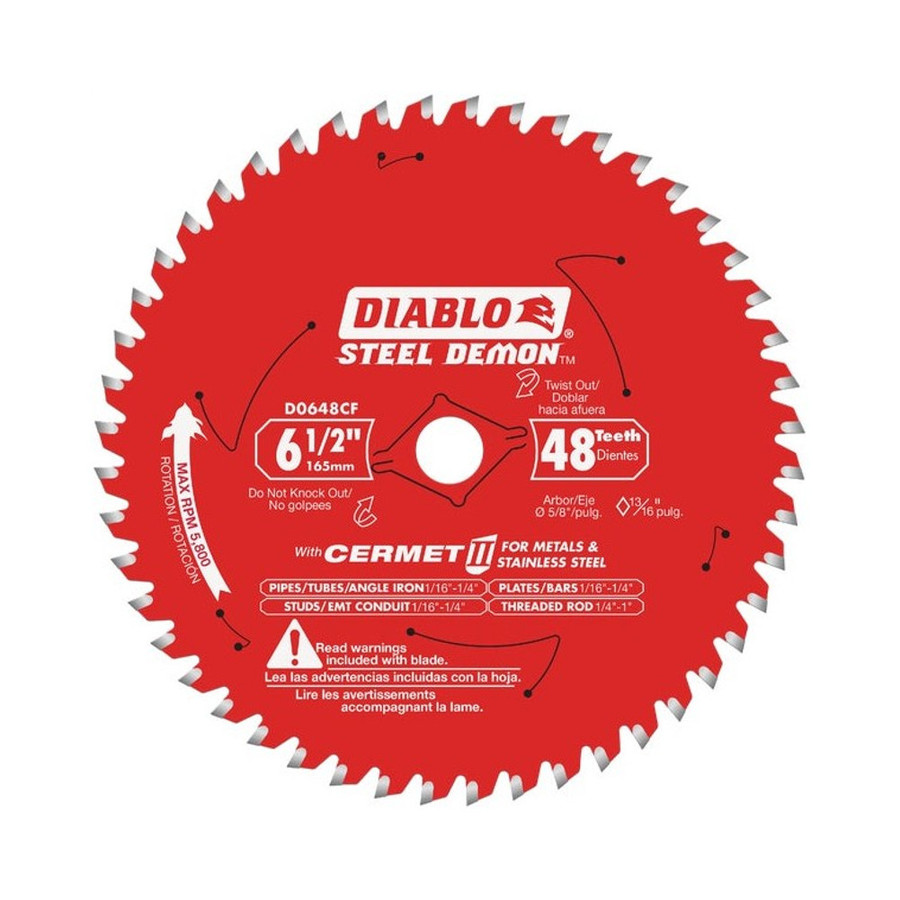 Diablo 6-1/2" X 48 Tooth Steel Demon Cermet Edge Circular Saw Blade