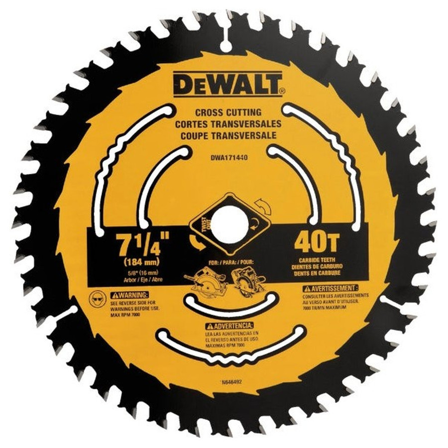 DeWalt 7-1/4" X 40 Tooth Carbide Tipped Circular Saw Blade