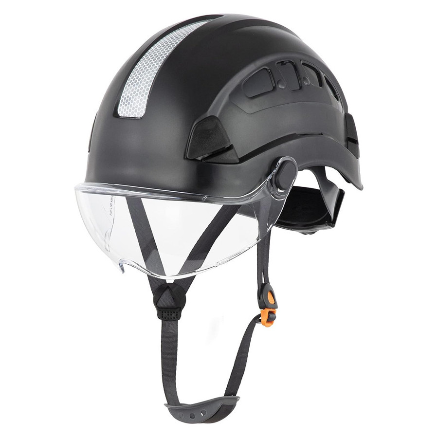 Black Defender Helmet Hardhat With Visor