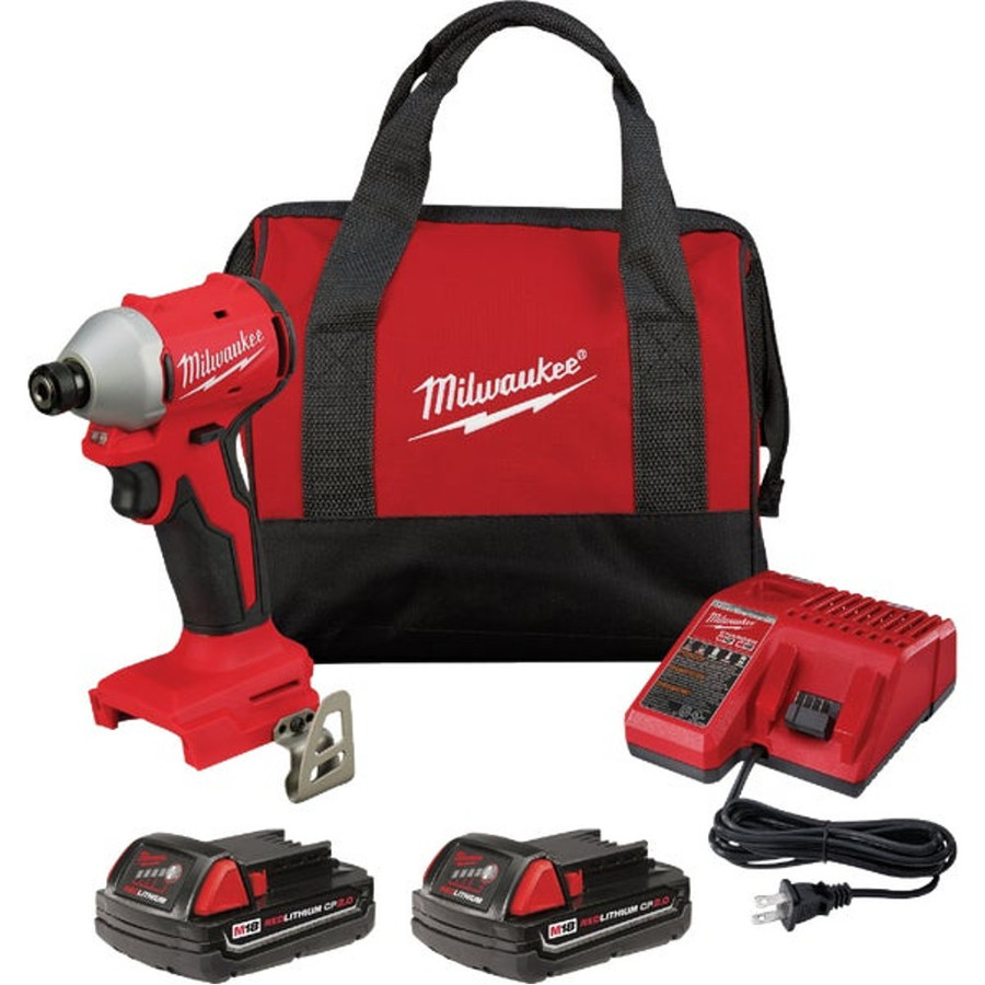 Milwaukee M18 Brushless 1/4" Hex Compact Impact Driver w/ 2 Batteries & Charger