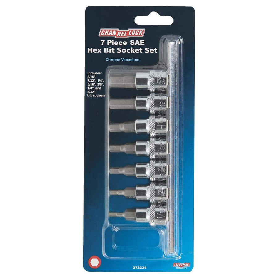 3/8" Drive SAE Hex Bit Socket Set (7 Piece Set)