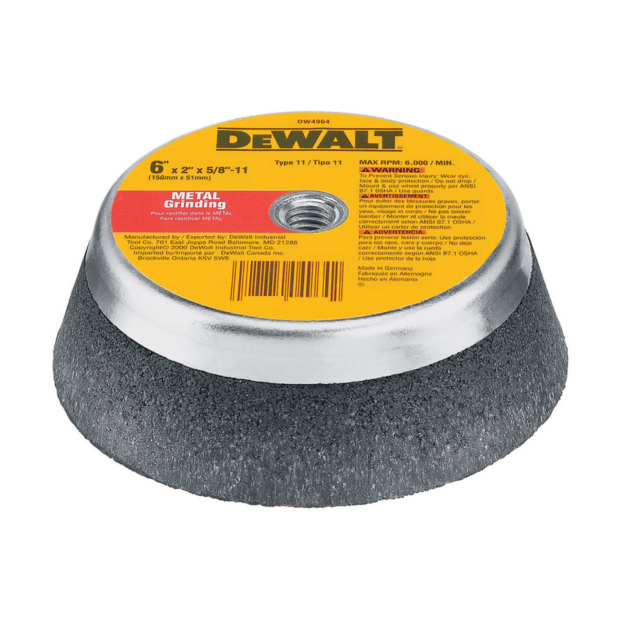 6" X 5/8"-11 Metal Grinding Cup Wheel