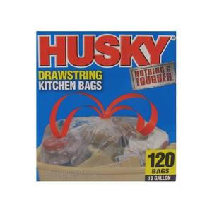 13 Gallon Clear Drawstring Kitchen Trash Bags (Box of 120)