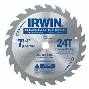 7-1/4" X 24 Tooth Irwin Circular Saw Blade