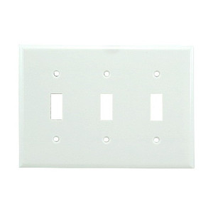 White 3 Gang Toggle Plate
