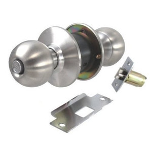 S. Parker Stainless Steel Ball Knob Privacy Lockset (2-3/4" Backset)