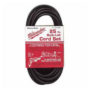 Milwaukee 25' Quik-Lok Replacement Cord 3 Prong Plug