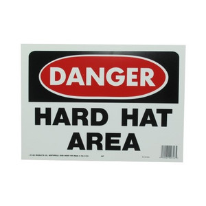 10" X 14" "Danger: Hard Hat Area" Polyethylene Sign