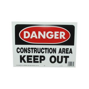 10" X 14" "Danger: Construction Area" Polyethylene Sign