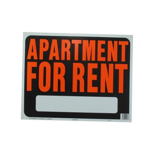 14-1/2" X 18-1/2" "Apartment For Rent" Plastic Sign