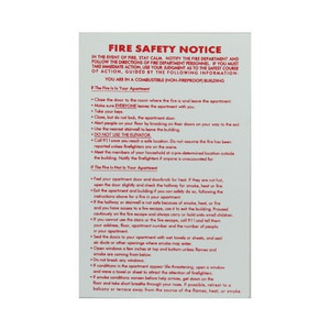 8-1/2" X 5-1/2" "Fire Safety Notice" Sticker