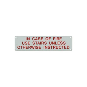 2-1/2" X 10" "In Case Of Fire" Metal Sign