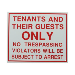 10" X 12" "Tenants And Their Guests" Metal Sign