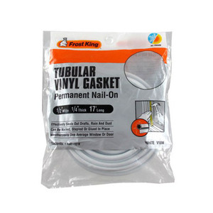 1/2" X 17' Nail-On White Tubular Vinyl Gasket - 1/4" Thick
