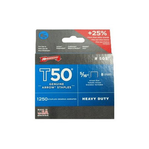 5/16" Staples For Arrow Model T-50 Stapler (Pack of 1,250)