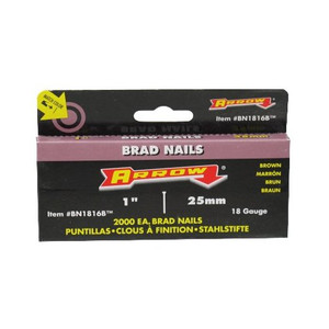 1" 18-Gauge Brown Brads For Arrow ET-100 Stapler (Pack of 2,000)