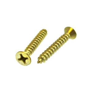 # 8 X 1" Brass Plated Flat Head Phillips Sheet Metal Screws (Pack of 12)