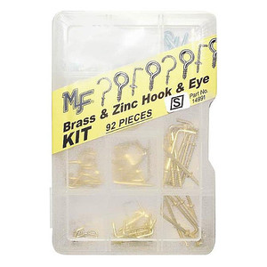 92 Piece Brass & Zinc Hook & Eye Assortment Kit