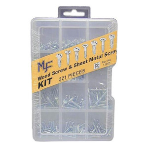 221 Piece Wood Screw & Sheet Metal Screw Assortment Kit