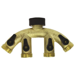 Solid Brass 4-Way Hose Connector