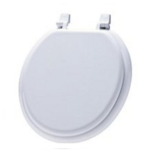 White Wooden Round Rim Toilet Seat With Lid
