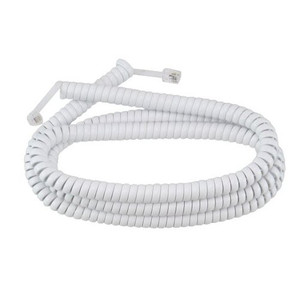 25' White Phone Coil Cord