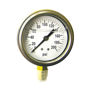 2-1/2" 200-psi Liquid Pressure Gauge w/ 1/4" NPT Connection Port