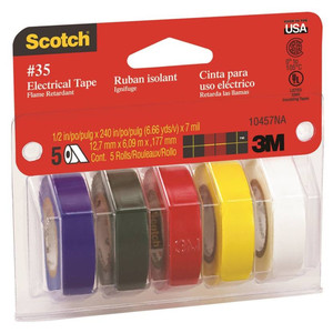 1/2" Assorted Colored Electrical Tape (Pack of 5)