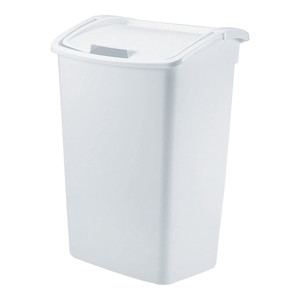 45 Quart White Dual Action Wastebasket