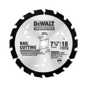 7-1/4" X 18 Tooth DeWalt Nail Cutting Circular Saw Blade