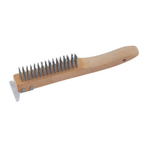 Short Handle Wire Brush w/ Scraper (4 X 16 Bristles)