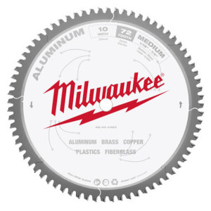 10" X 72 Tooth Milwaukee Aluminum Cutting Circular Saw Blade