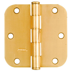 3-1/2" X 5/8" Radius Round Corner Satin Brass Full Mortise Hinge (1 Piece)