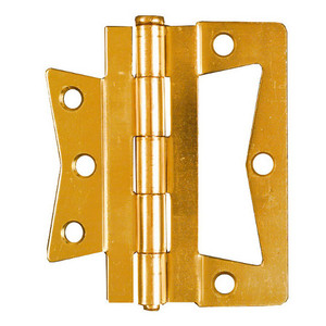 3-1/2" Brass Plated Non-Mortise Surface Mounted Hinges (Pack of 2)