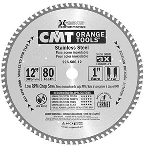 12" X 80 Tooth CMT Stainless Steel Cutting Circular Saw Blade