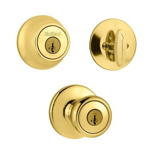 Polished Brass Single Cylinder Deadbolt & Entry Set