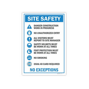 20" X 14" Corrugated Plastic Site Safety Sign