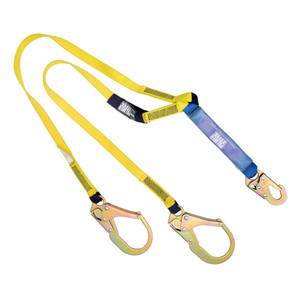 6' Shock Absorber Double Leg Lanyard, Rebar Hooks